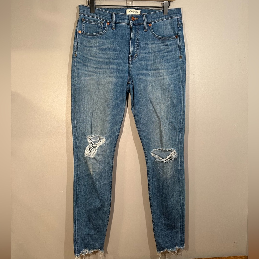 Madewell Jeans Womens 29 ankle 9" High Rise Skinny Distressed J6523 raw hem